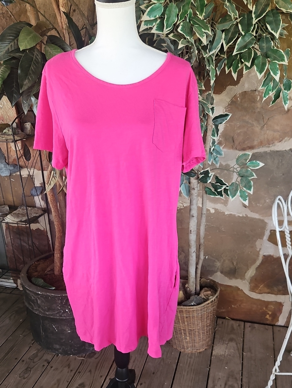 just be Bright Pink Pocket Tunic Dress